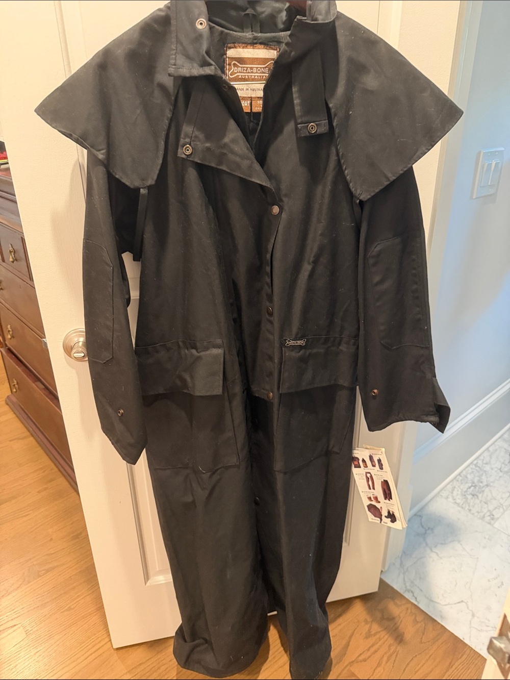 Driza-Bone Black Long Trench Coat with Storm Cape